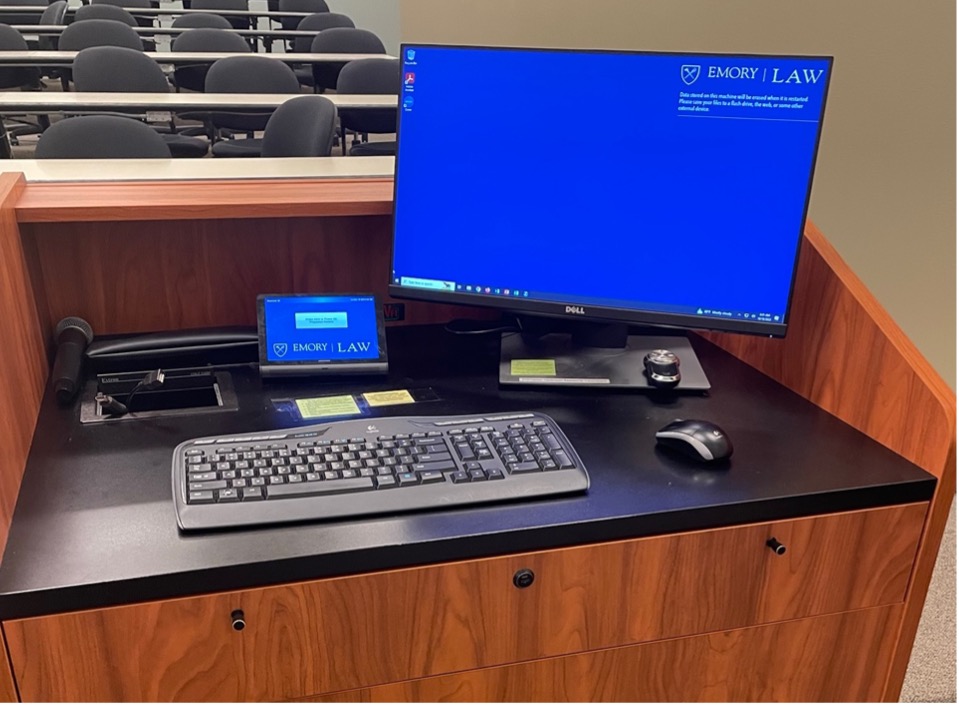 Computer on podium in classroom