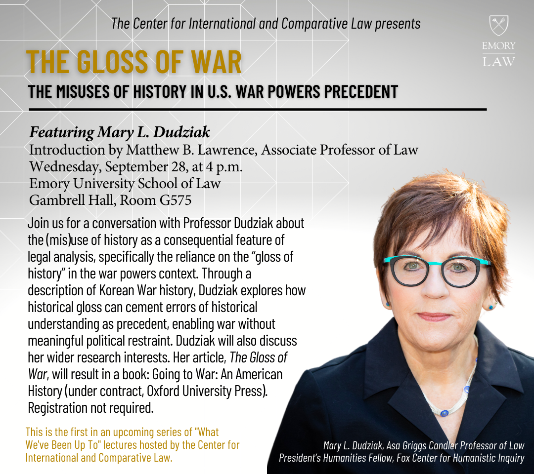 The Gloss of War with Mary Dudziak flyer