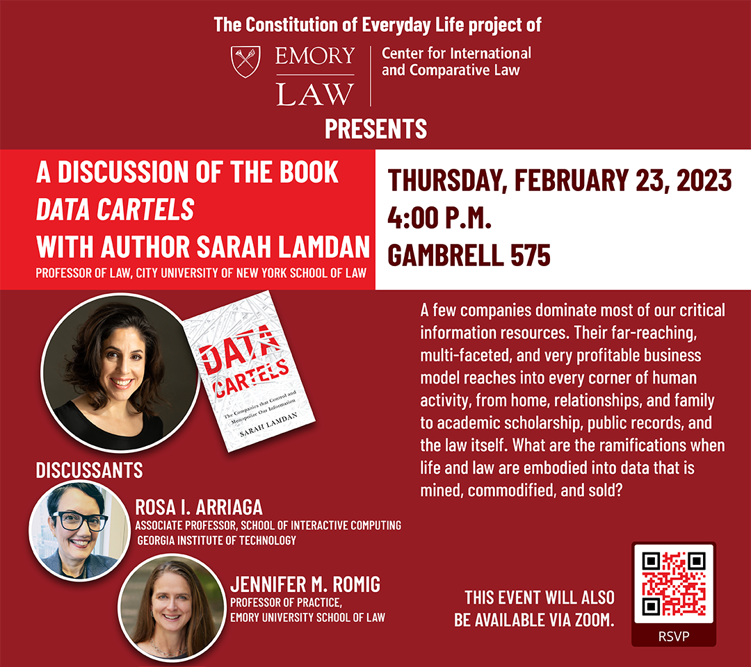 Sarah Lamden - Data Cartels book discussion event flyer