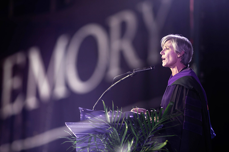 Sally Yates speaking at Emory Law's Spring 2022 Commencement Ceremony 