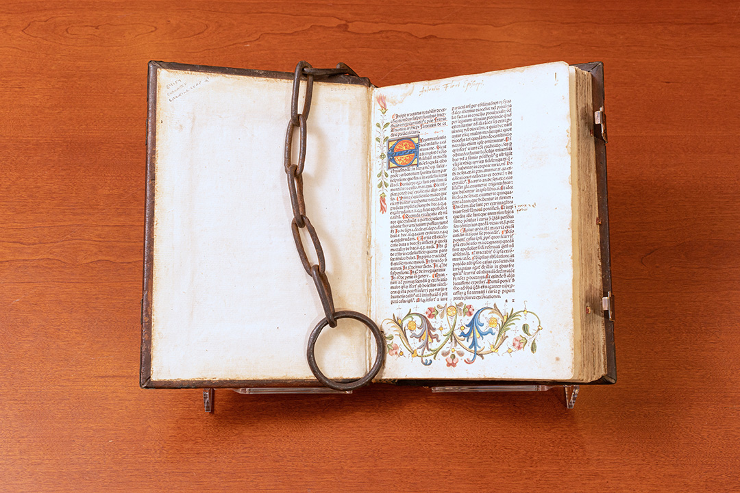 book with old chain