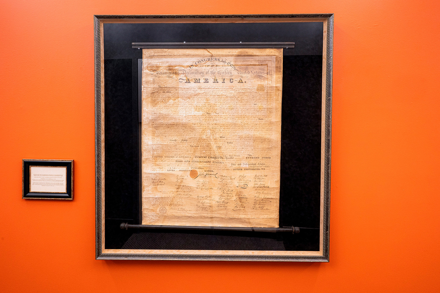Declaration of Independence hanging on wall