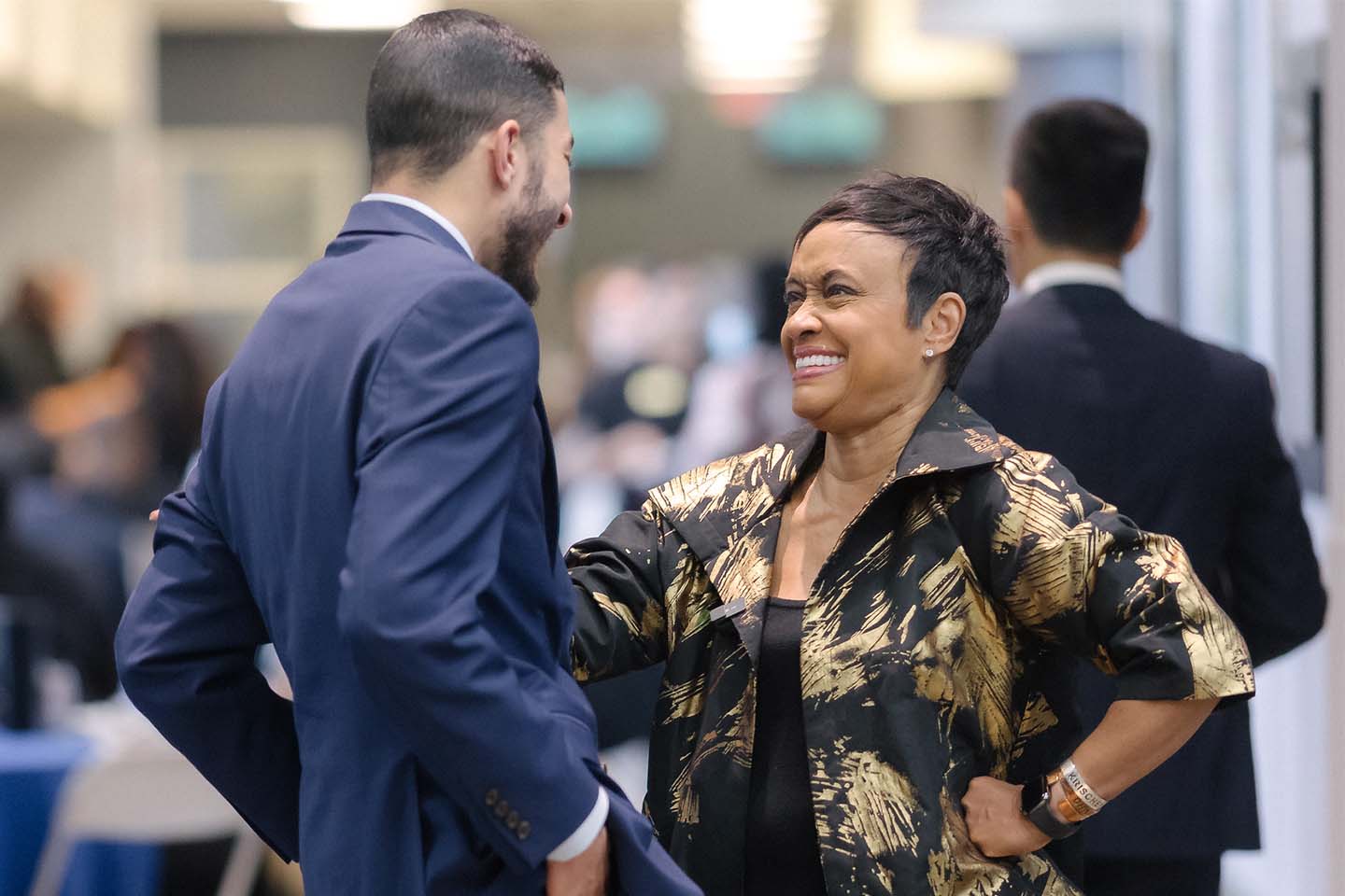 Judge Glenda Hatchett connecting with Emory Law Woodruff Fellow Greear Webb 25L